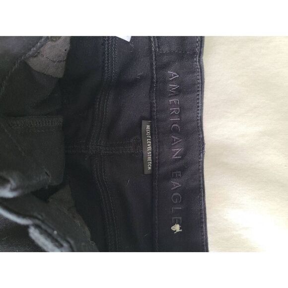 American Eagle Curvy High Rise Shortie Cuffed Shorts Womens Size 0 Black Stretch - Picture 3 of 5